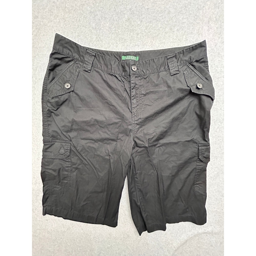 Lauren Ralph Lauren Womens Black Cotton Cargo Shorts Size 16W